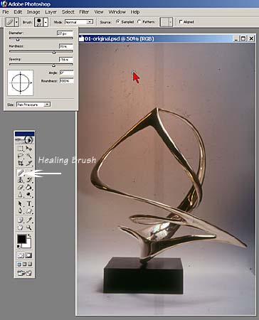 Photoshop screen capture of the Healing Brush tool